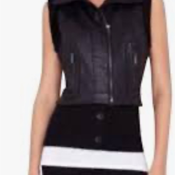 EUC BCBG Viggo Black Leather and Knit Vest size medium - Picture 2 of 15